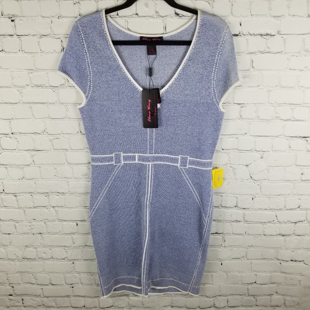 ELENA WANG | knit v-neck cap sleeve dress